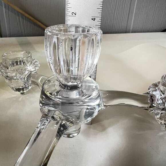 EAPG Cambridge Elegant Glass 3-Arms 4 Candles Holder Set Of 2 Centerpiece Stack - Picture 6 of 8